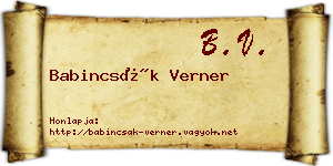 Babincsák Verner névjegykártya